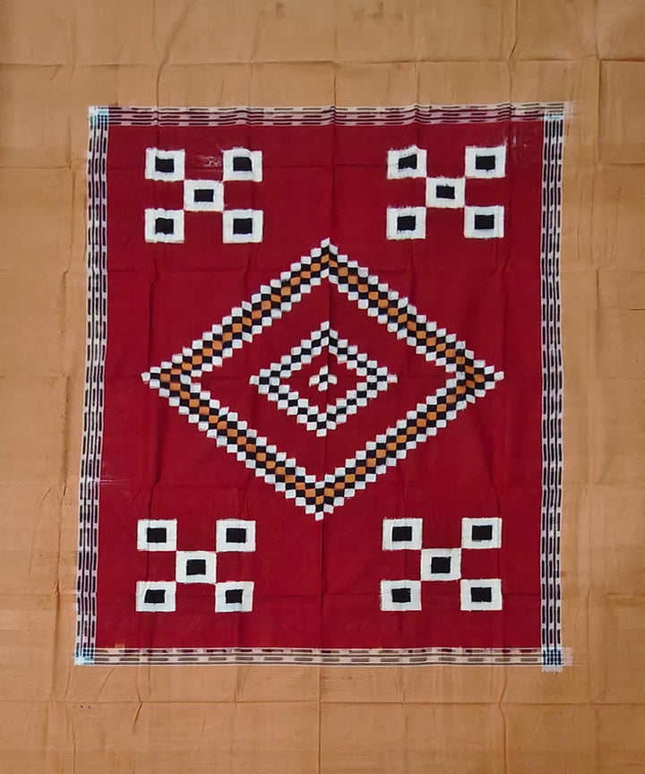 Red beige handwoven sambalpuri cotton bedsheet