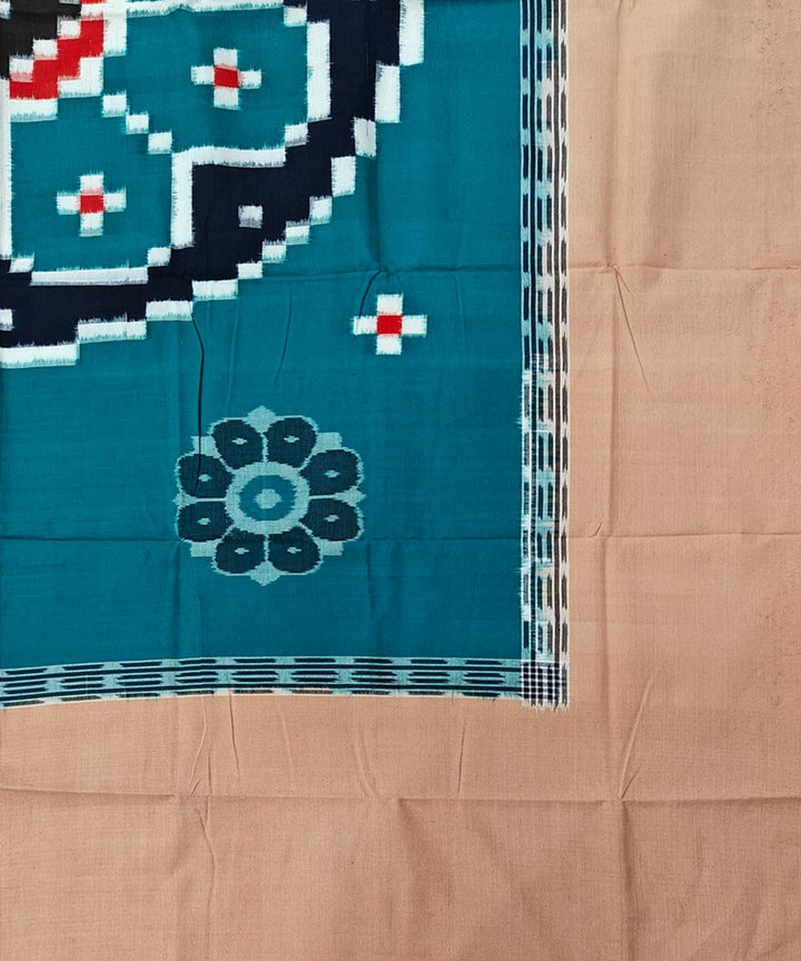 Cyan green handwoven sambalpuri cotton bedsheet