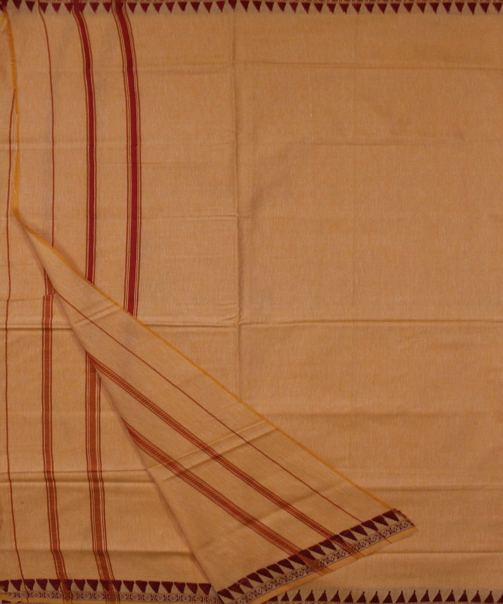 Orange red handwoven cotton sambalpuri dhoti