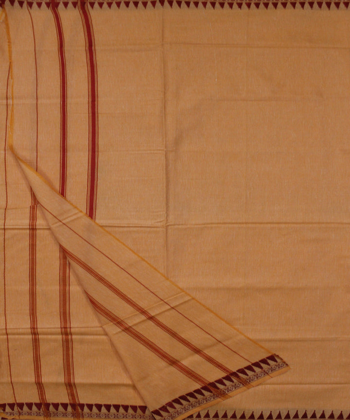Orange red handwoven cotton sambalpuri dhoti