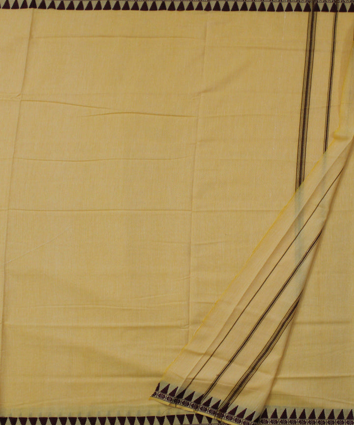 Light yellow maroon handwoven cotton sambalpuri dhoti
