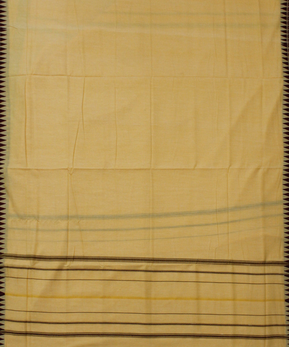Light yellow maroon handwoven cotton sambalpuri dhoti