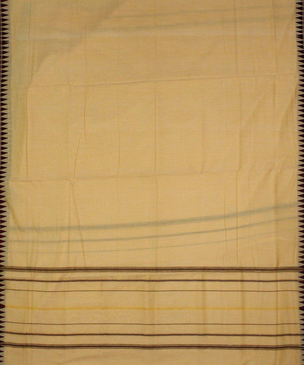 Light yellow maroon handwoven cotton sambalpuri dhoti