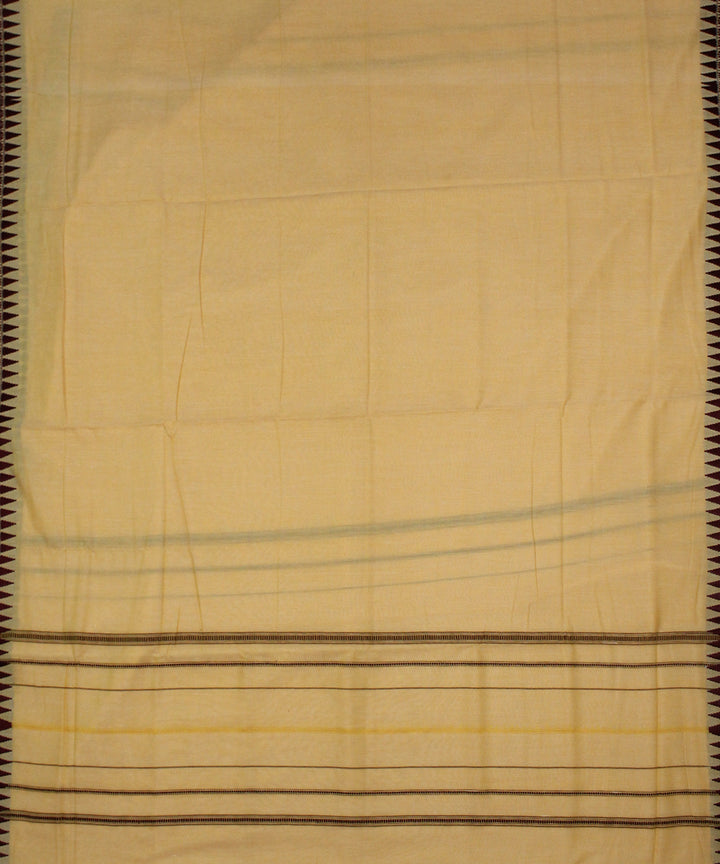 Light yellow maroon handwoven cotton sambalpuri dhoti