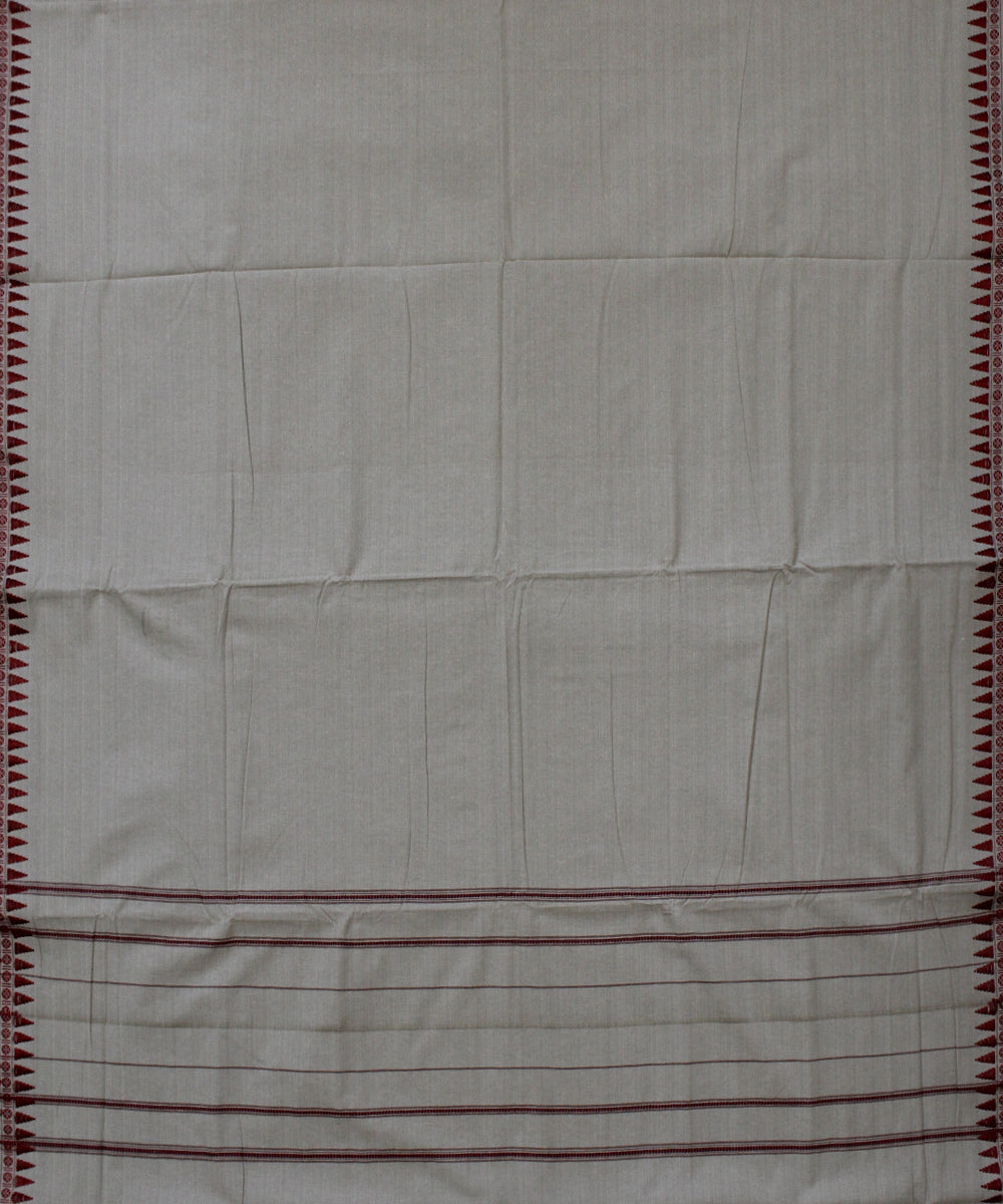 Grey white maroon handwoven cotton sambalpuri dhoti