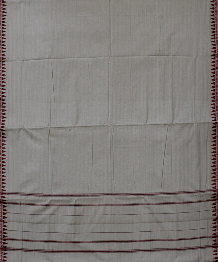 Grey white maroon handwoven cotton sambalpuri dhoti