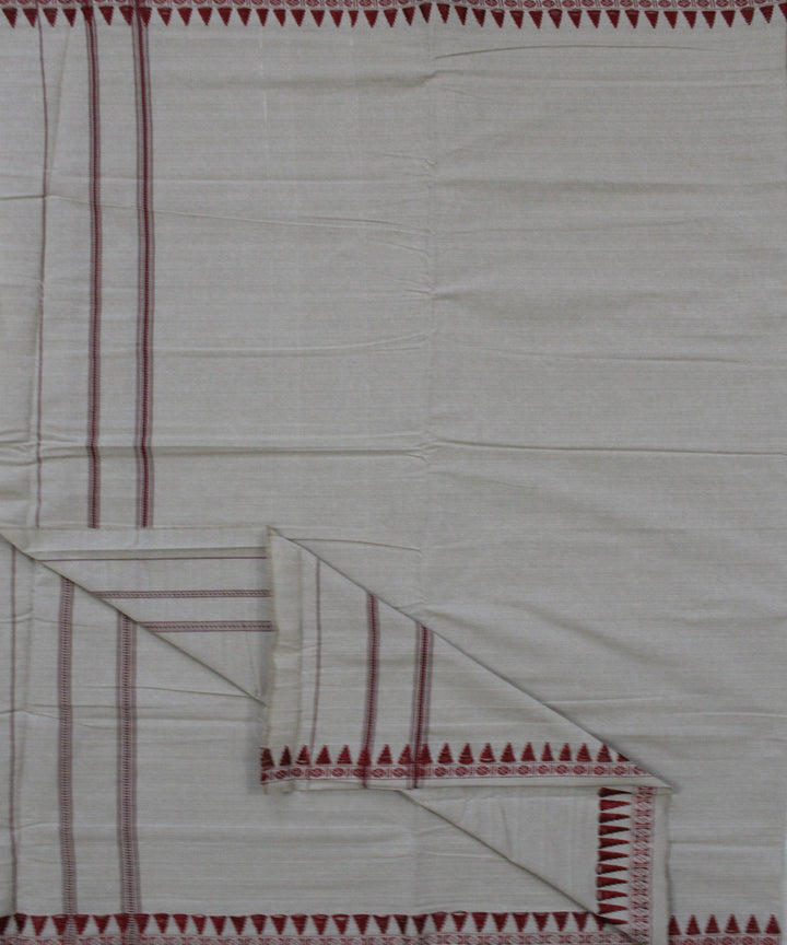 Grey white maroon handwoven cotton sambalpuri dhoti