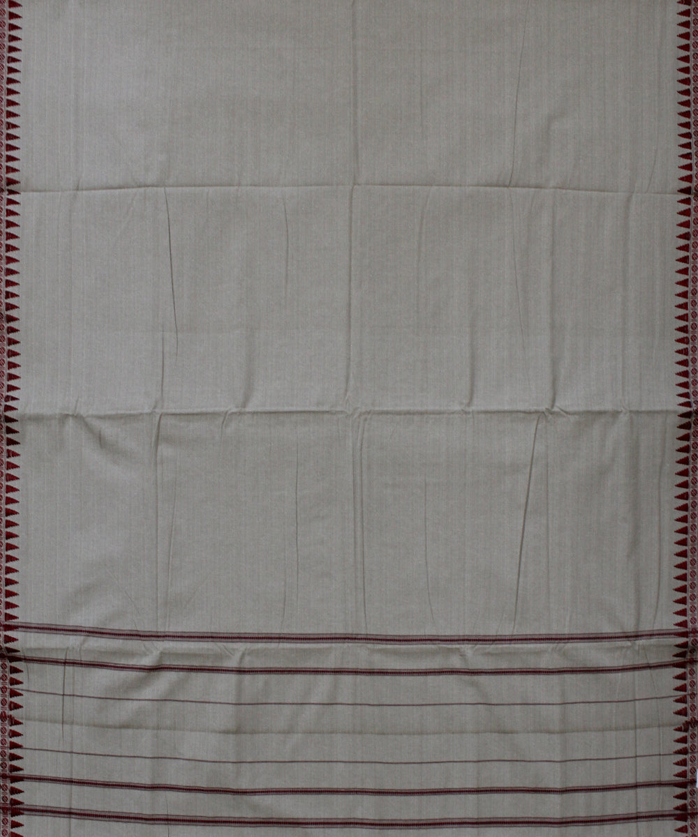 Grey white maroon handwoven cotton sambalpuri dhoti