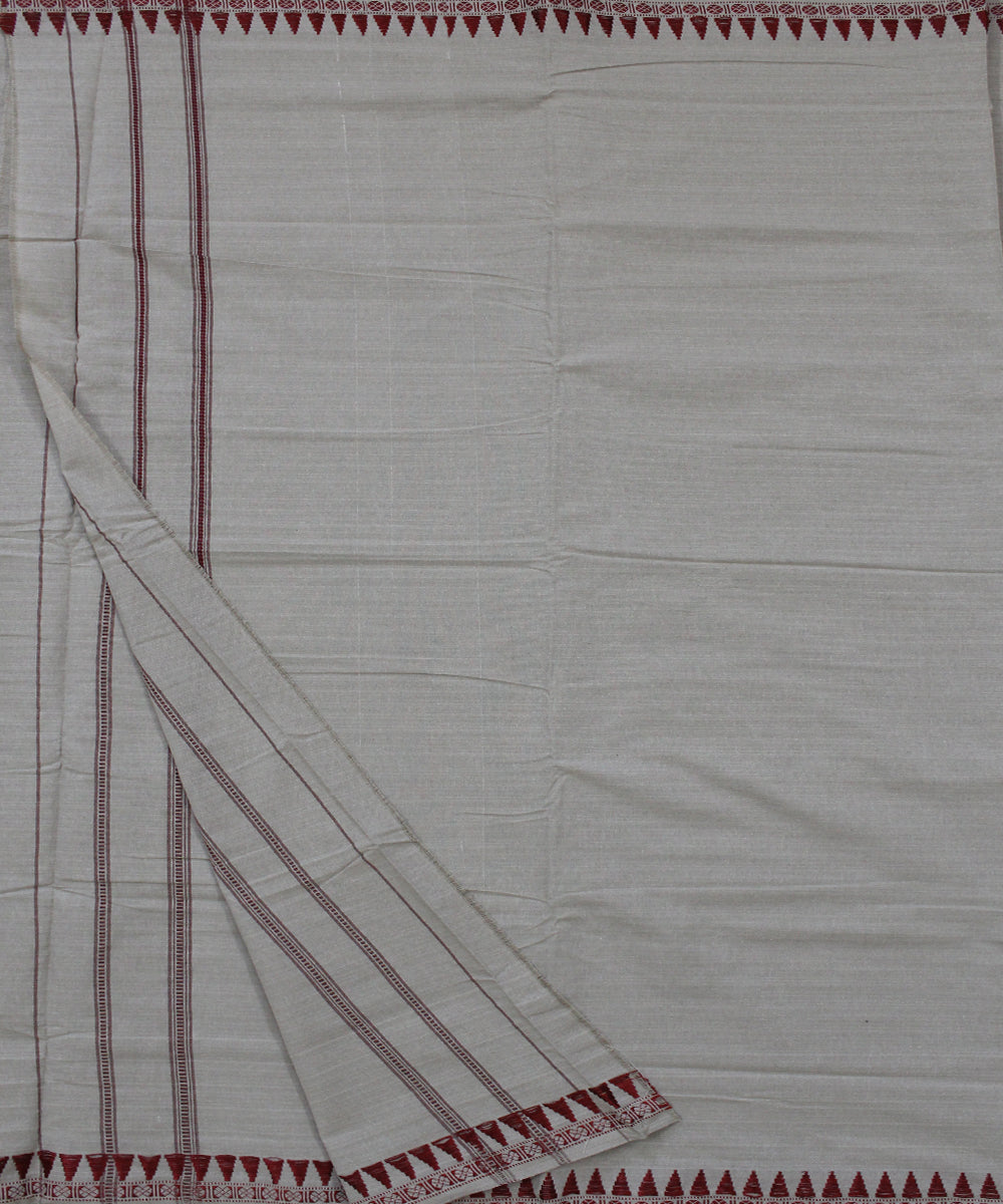 Grey white maroon handwoven cotton sambalpuri dhoti