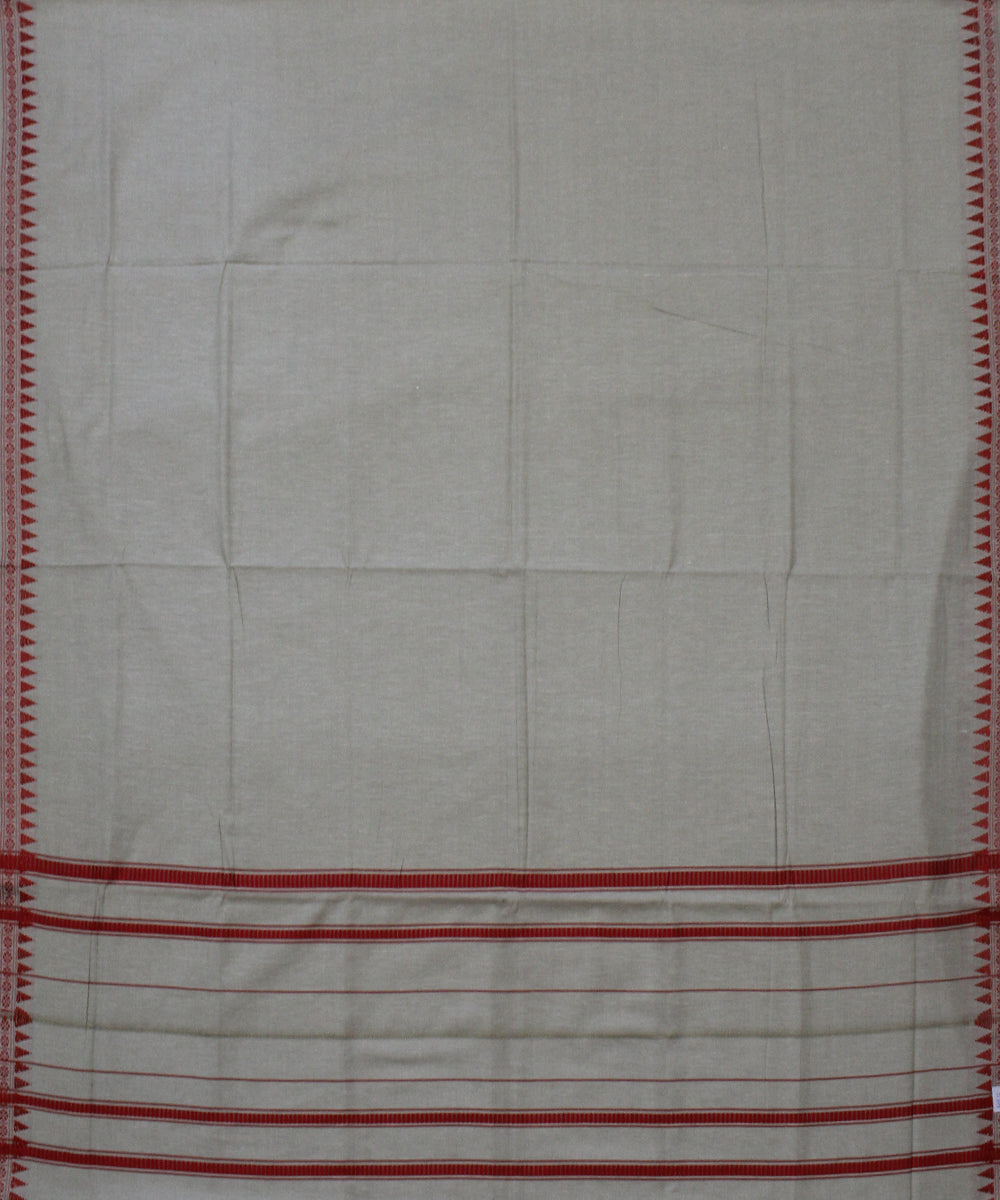 Light grey and red handwoven cotton sambalpuri dhoti