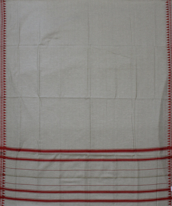 Light grey and red handwoven cotton sambalpuri dhoti