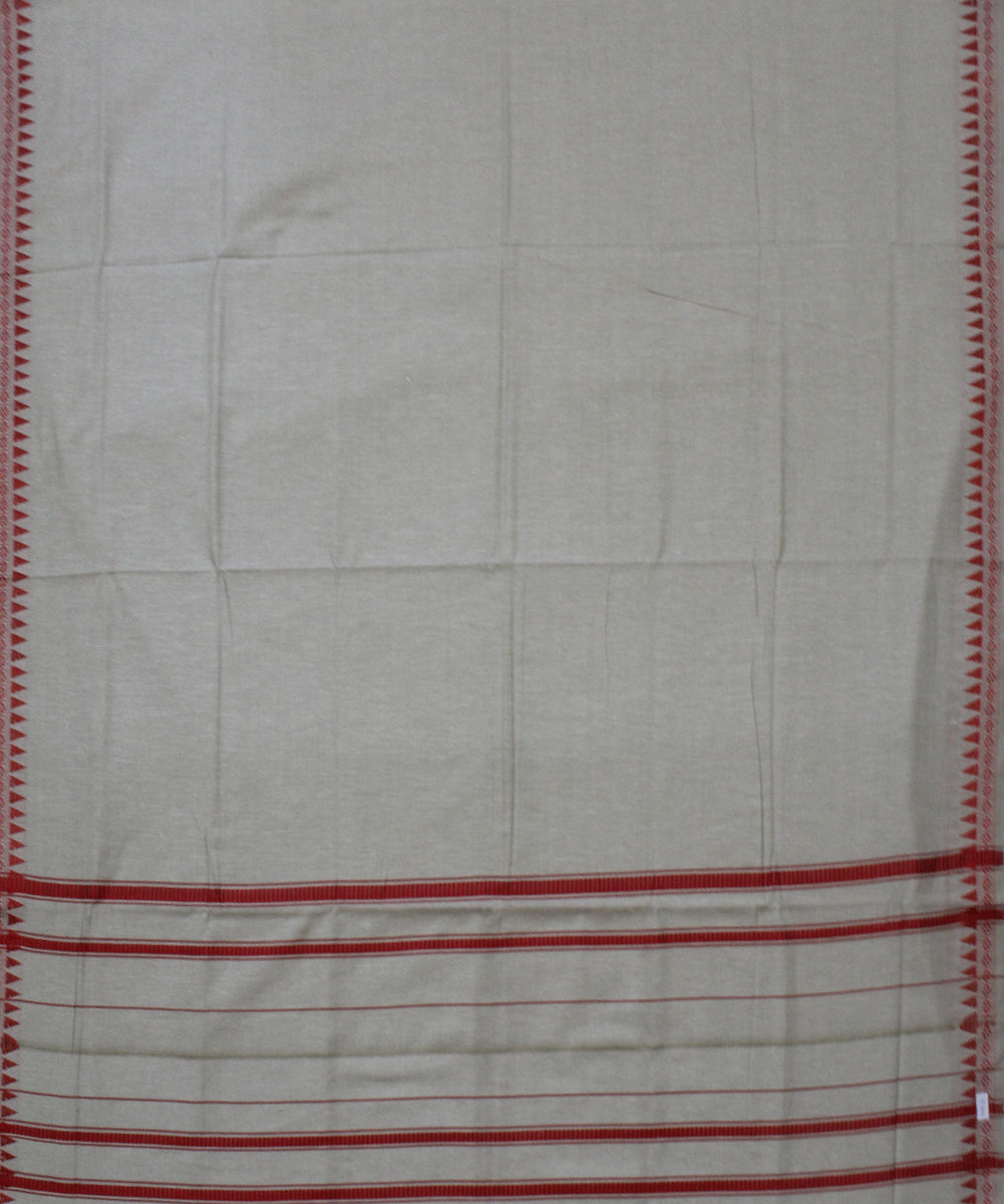 Light grey and red handwoven cotton sambalpuri dhoti