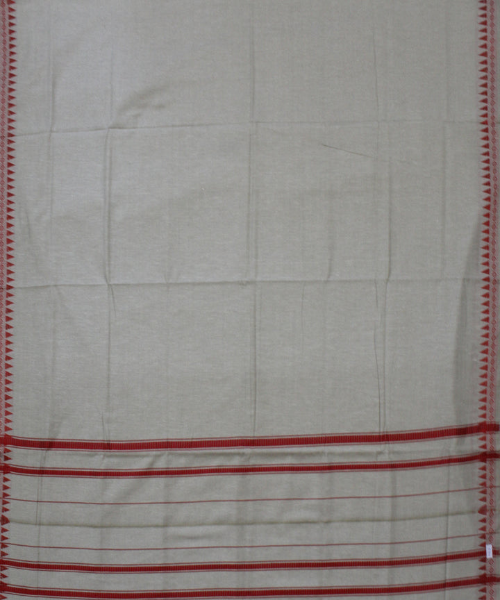 Light grey and red handwoven cotton sambalpuri dhoti