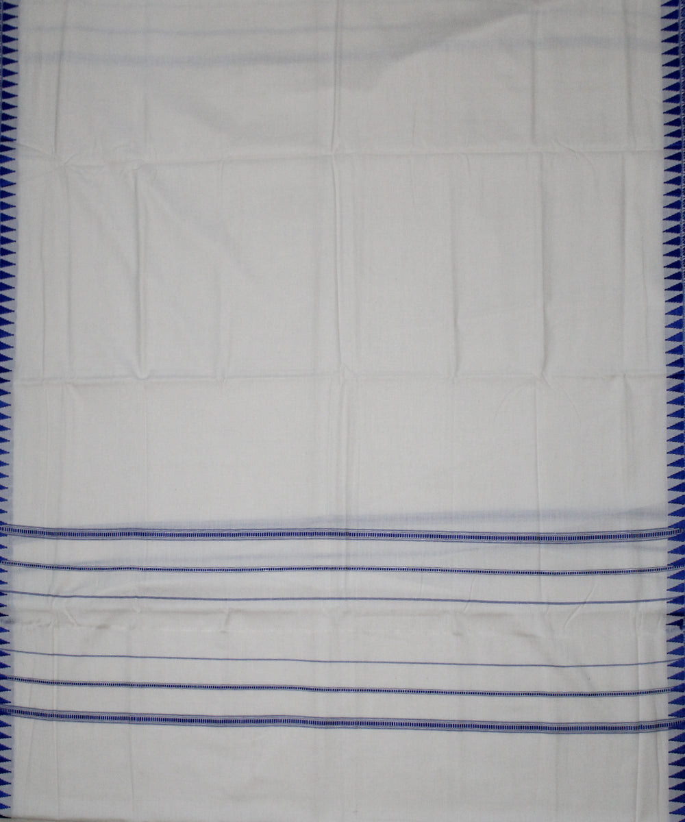 White blue handwoven cotton sambalpuri dhoti