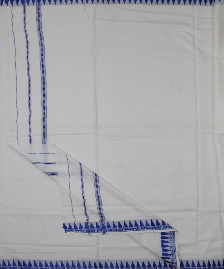 White blue handwoven cotton sambalpuri dhoti