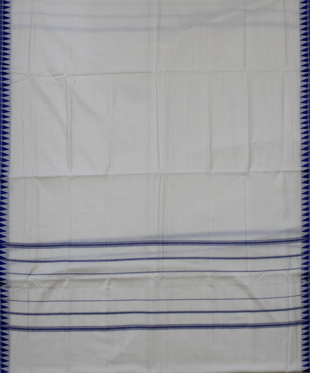 White blue handwoven cotton sambalpuri dhoti