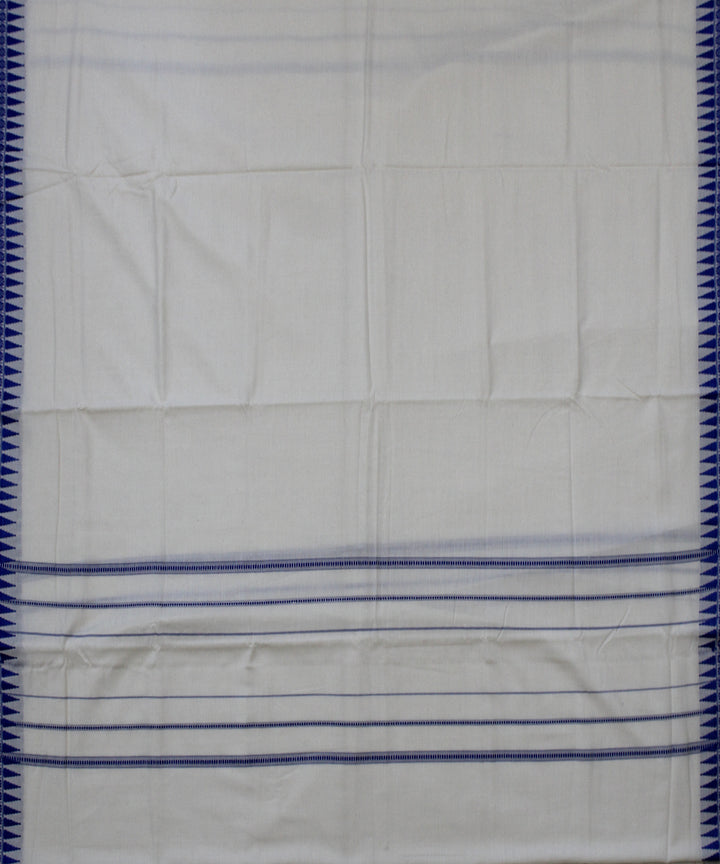 White blue handwoven cotton sambalpuri dhoti