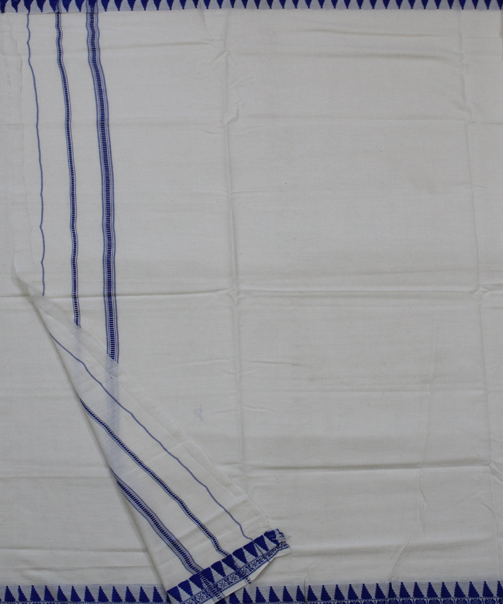 White blue handwoven cotton sambalpuri dhoti