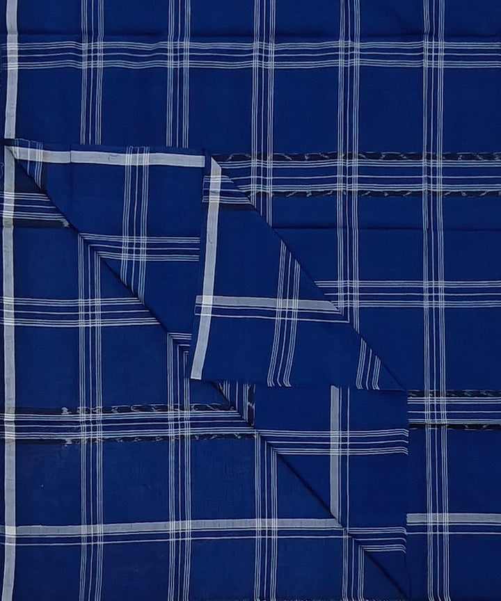 Navy blue check handwoven sambalpuri cotton lungi
