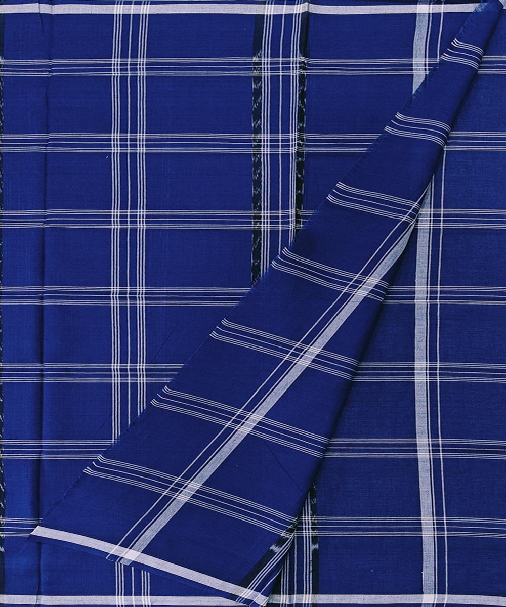 Navy blue check handwoven sambalpuri cotton lungi