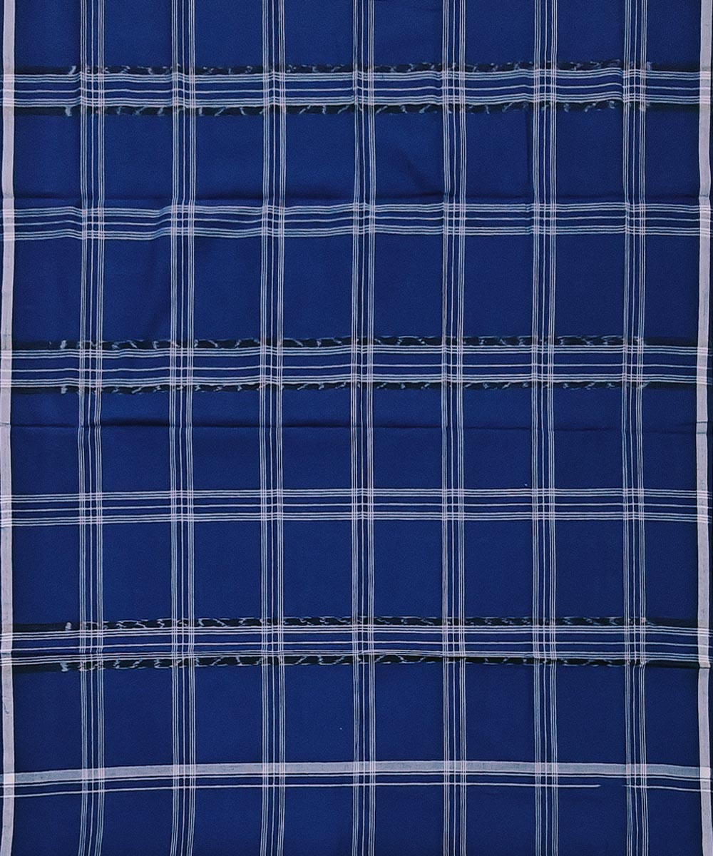 Navy blue check handwoven sambalpuri cotton lungi