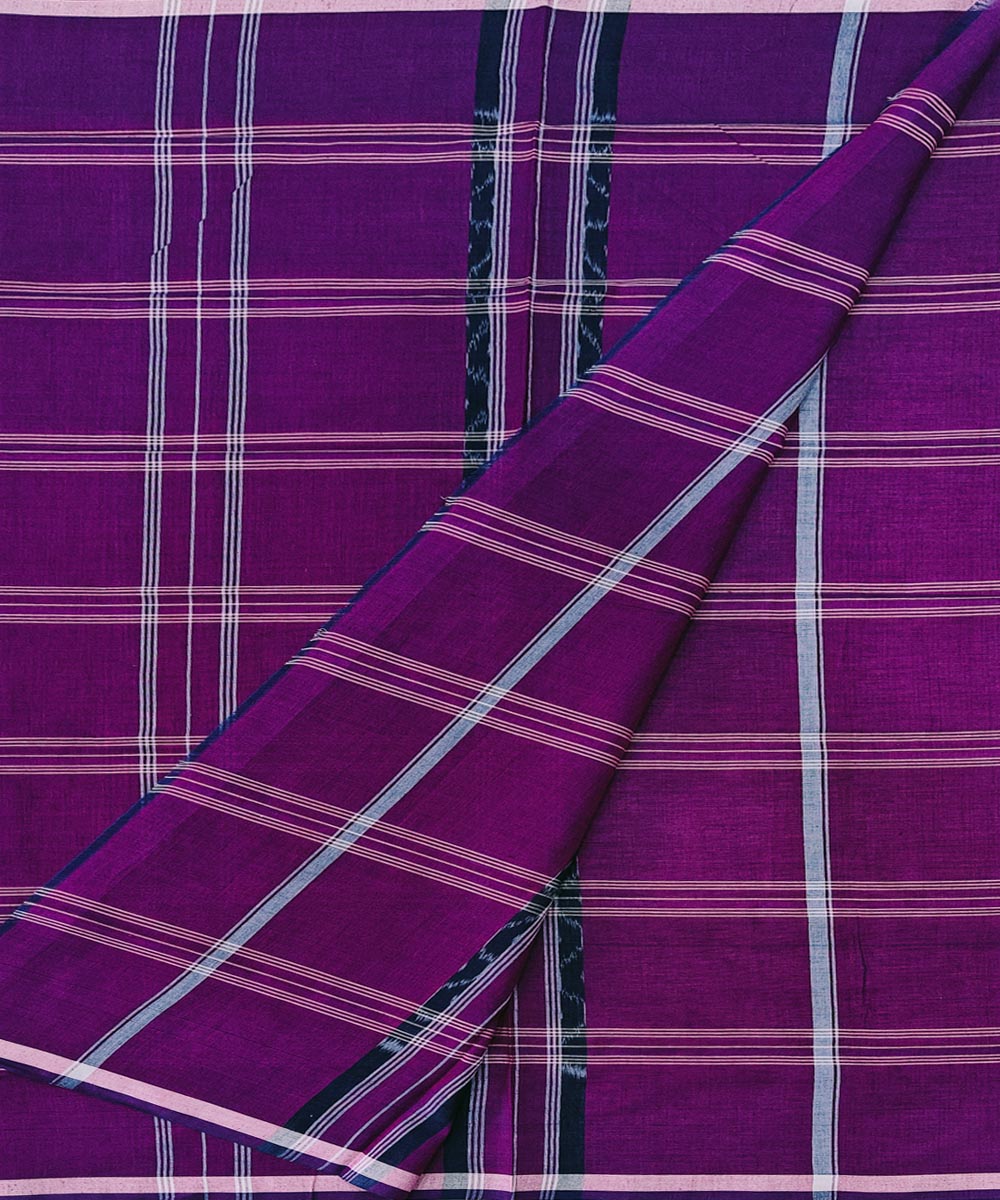 Purple check handwoven cotton sambalpuri lungi