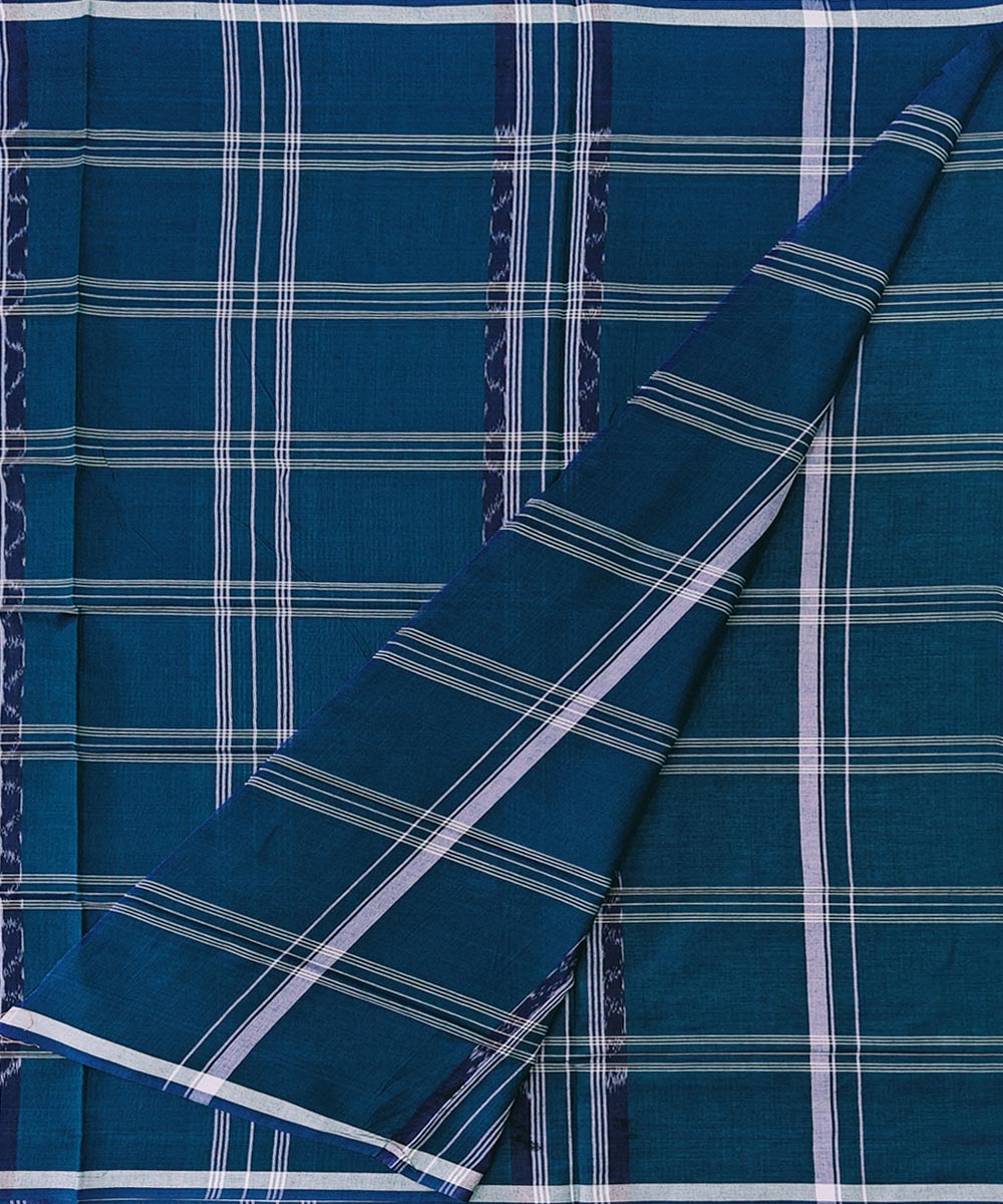 Dark green check handwoven cotton sambalpuri lungi