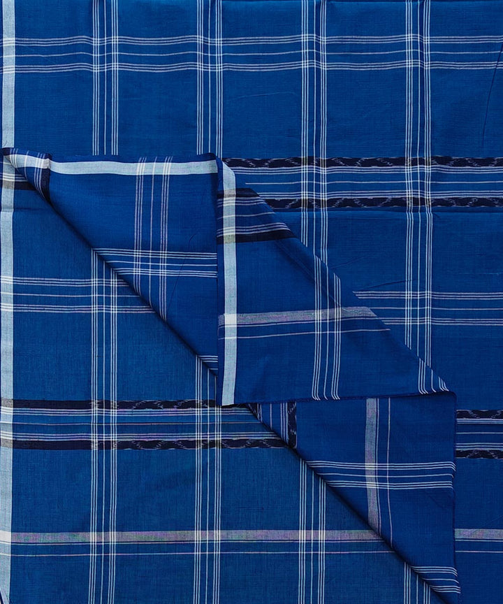 Navy blue check cotton handwoven sambalpuri lungi