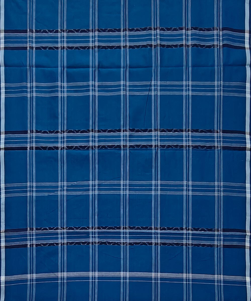 Navy blue check cotton handwoven sambalpuri lungi