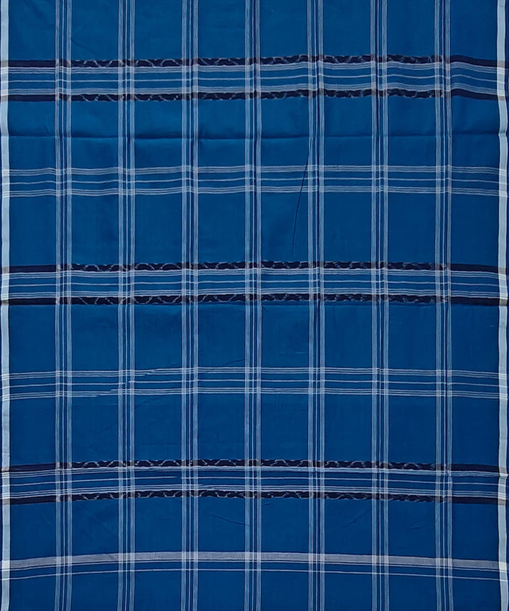 Navy blue check cotton handwoven sambalpuri lungi