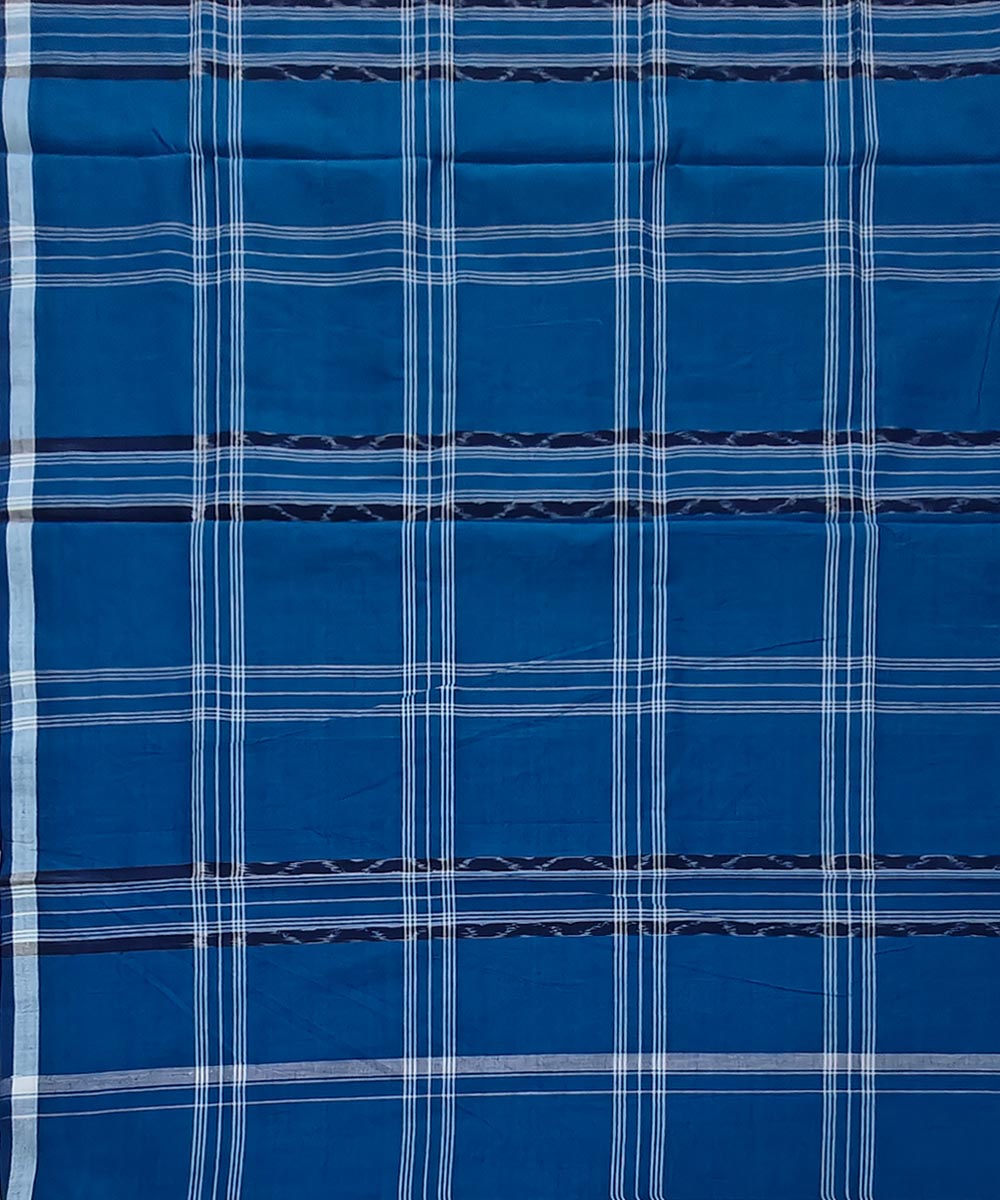 Navy blue check cotton handwoven sambalpuri lungi