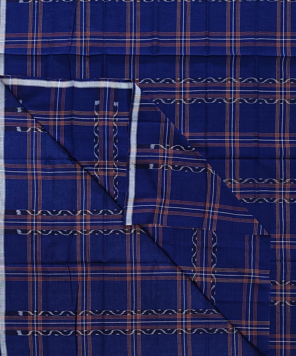 Navy blue check handloom cotton sambalpuri lungi