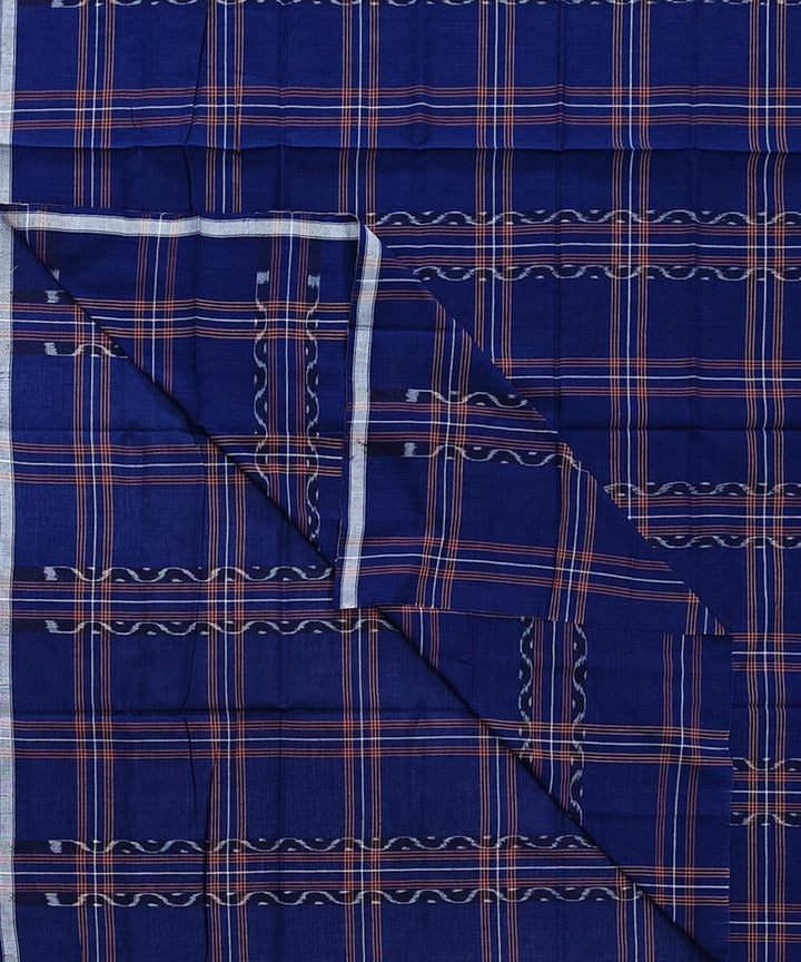 Navy blue check handloom cotton sambalpuri lungi