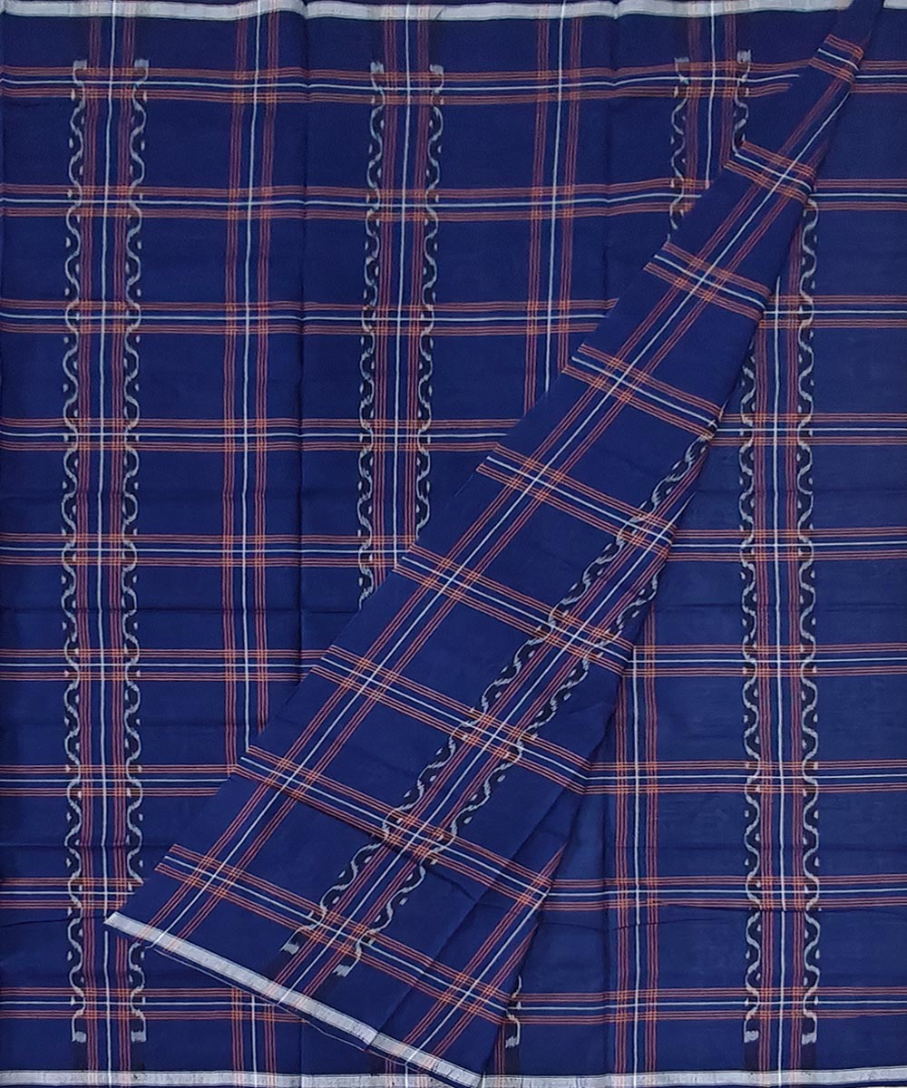 Navy blue check handloom cotton sambalpuri lungi