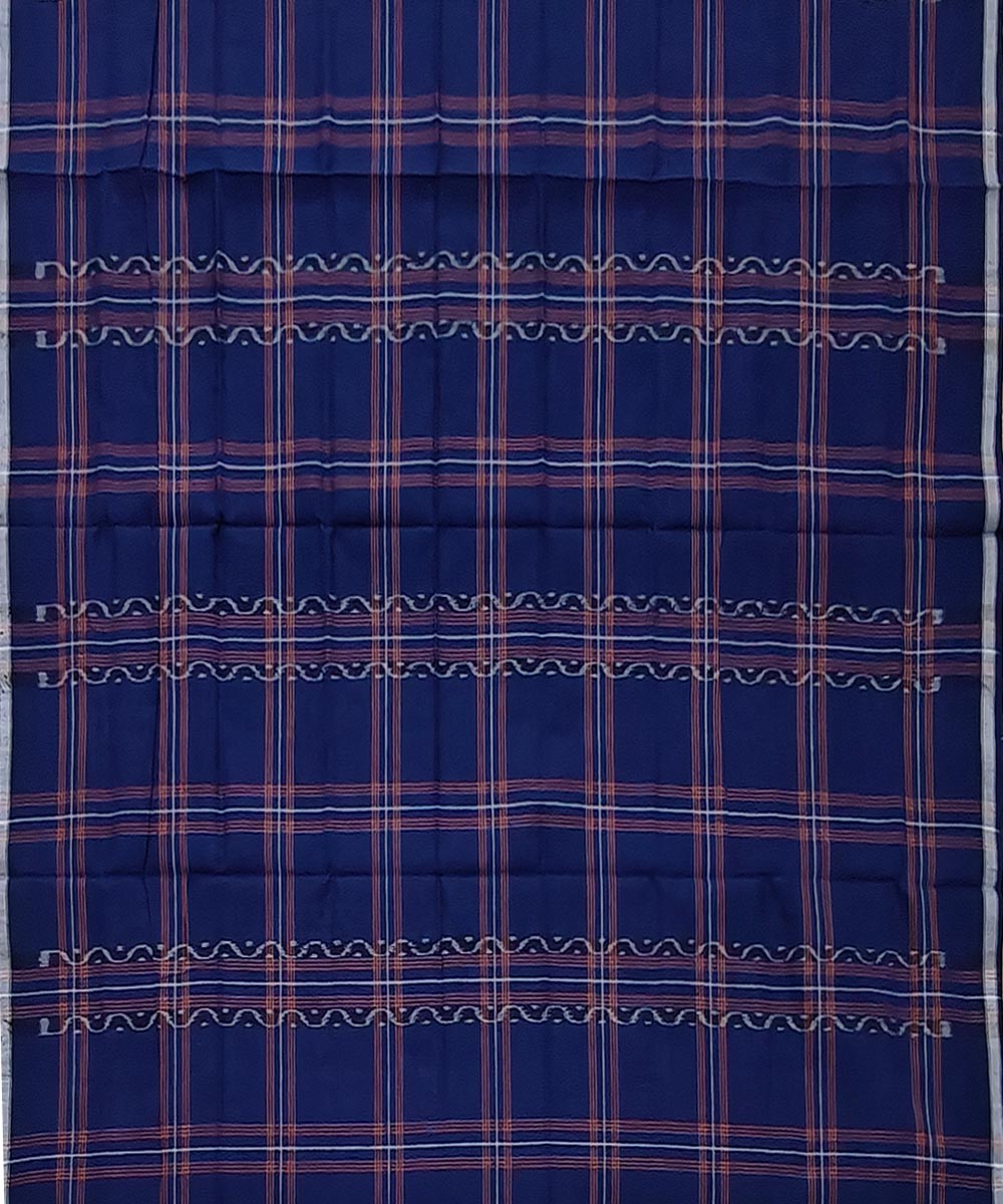Navy blue check handloom cotton sambalpuri lungi