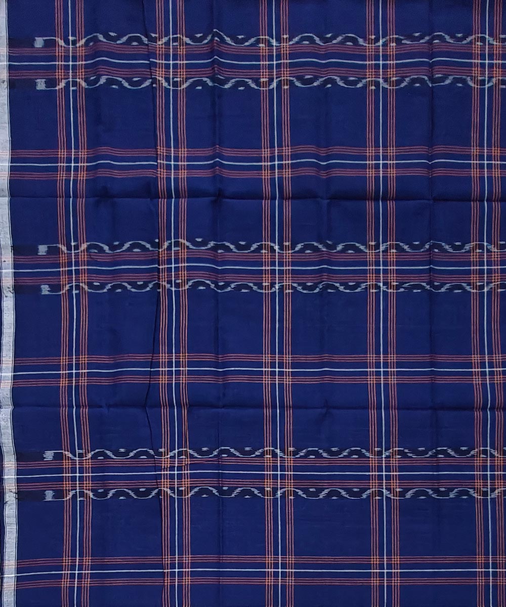 Navy blue check handloom cotton sambalpuri lungi