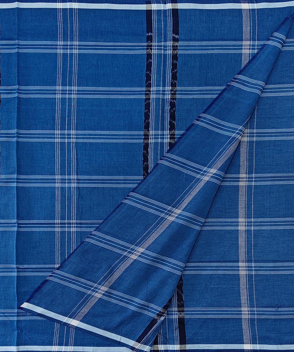 Sky blue check handloom cotton sambalpuri lungi