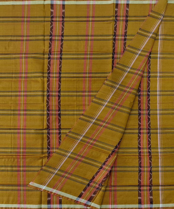 Golden check handwoven cotton sambalpuri lungi