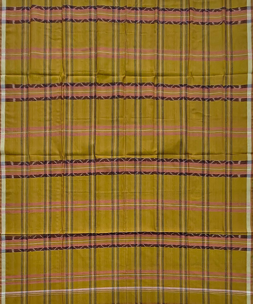Golden check handwoven cotton sambalpuri lungi