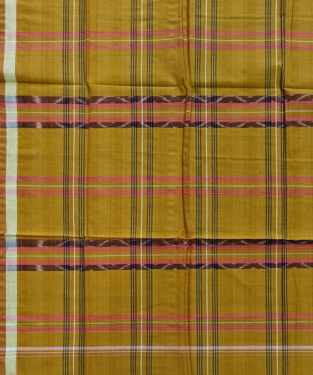 Golden check handwoven cotton sambalpuri lungi