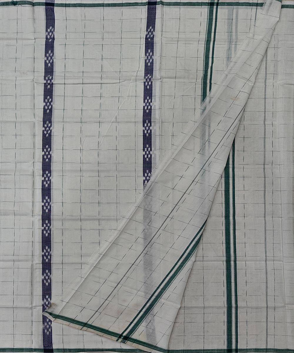 Offwhite striped handwoven cotton sambalpuri lungi