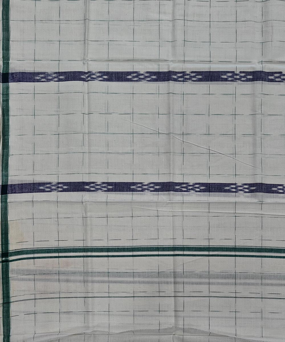 Offwhite striped handwoven cotton sambalpuri lungi