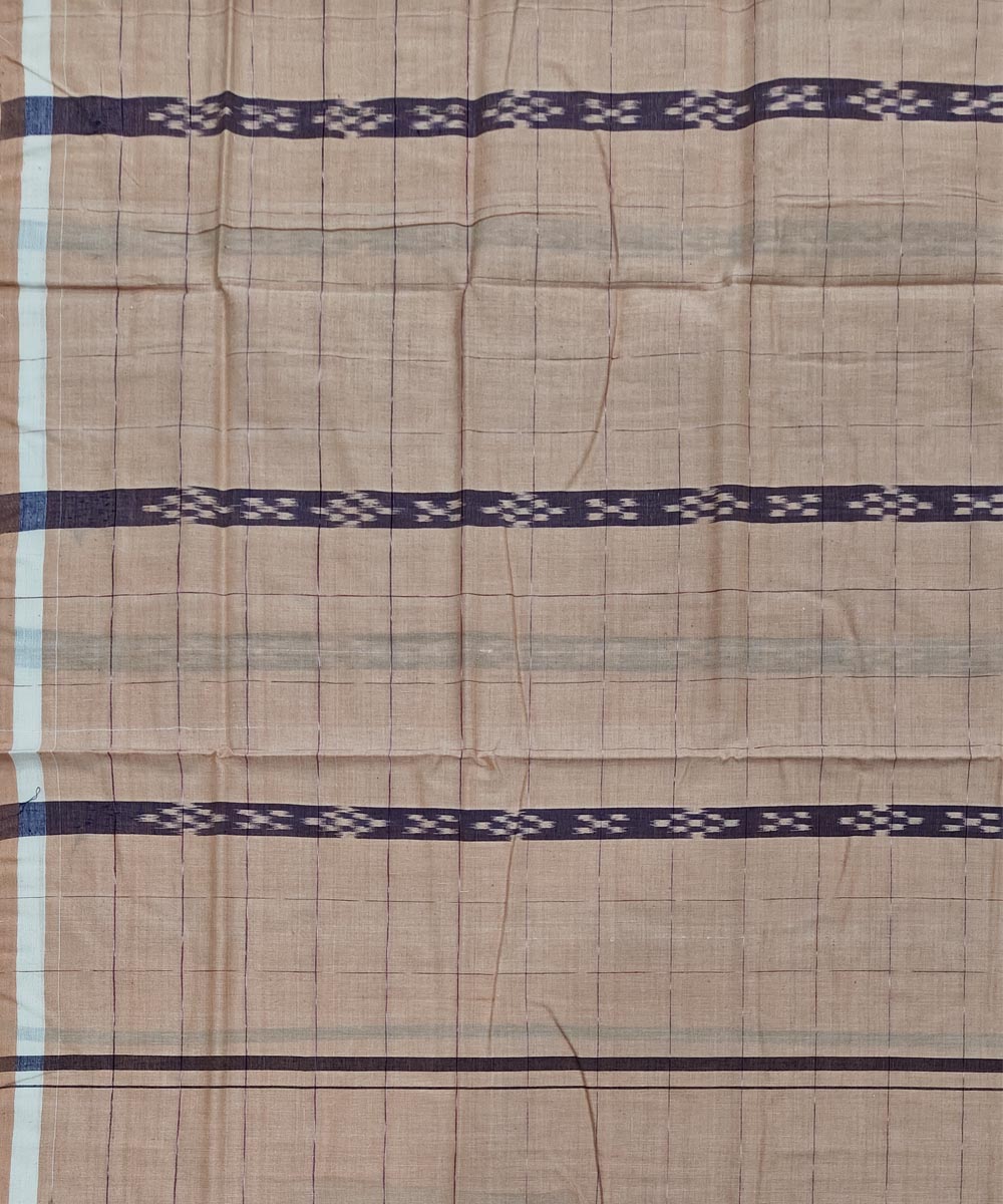 Beige striped handwoven cotton sambalpuri lungi