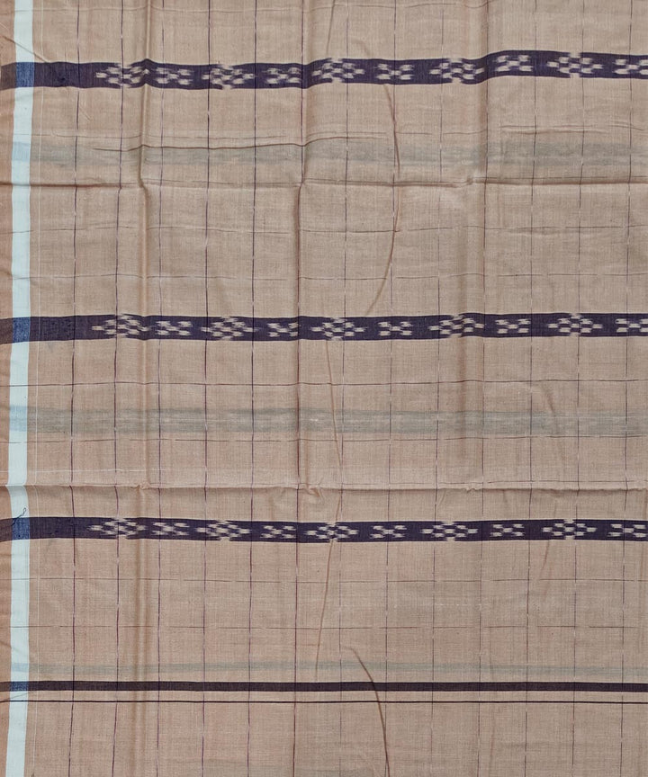 Beige striped handwoven cotton sambalpuri lungi