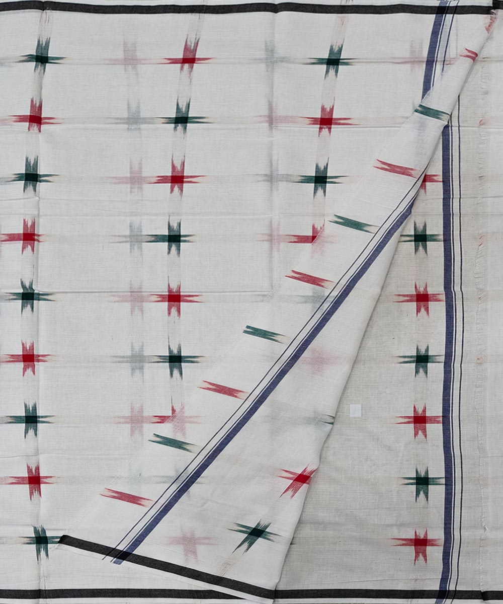 White handwoven cotton sambalpuri lungi
