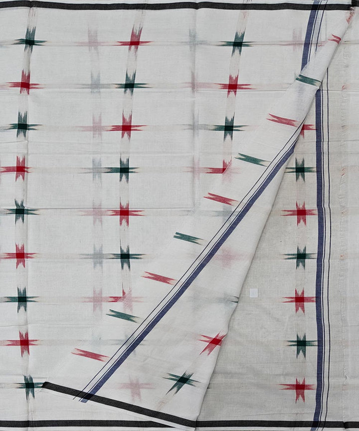 White handwoven cotton sambalpuri lungi
