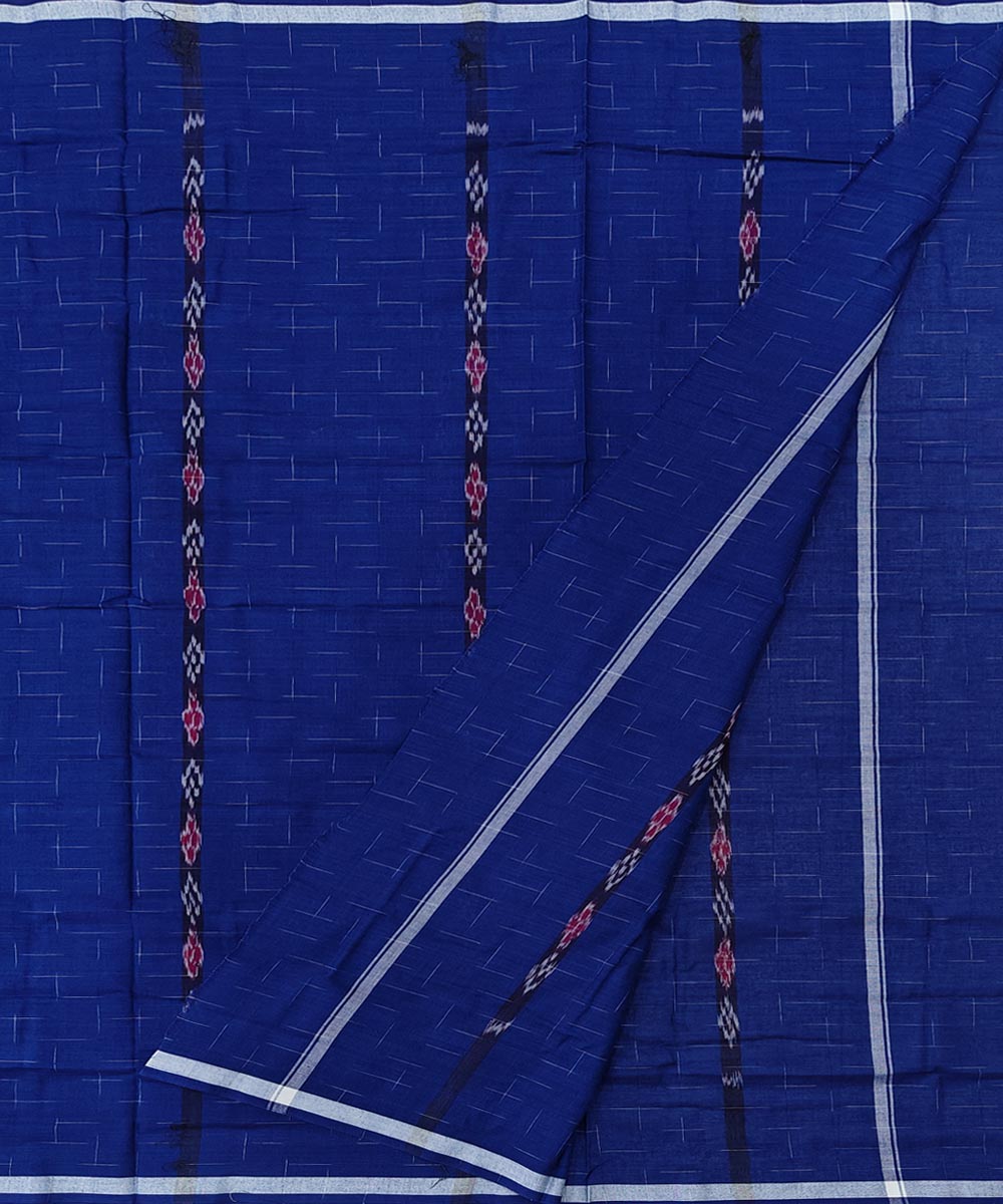 Navy blue handwoven cotton sambalpuri lungi