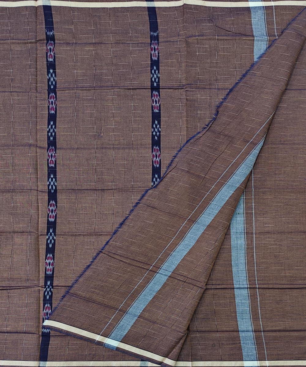 Brown handwoven cotton sambalpuri lungi