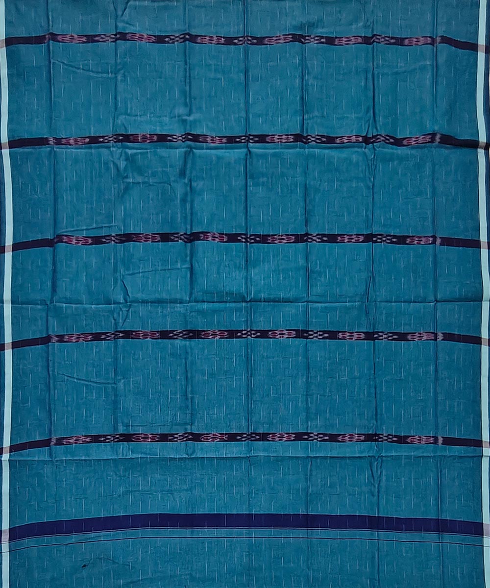 Cyan blue handwoven cotton sambalpuri lungi