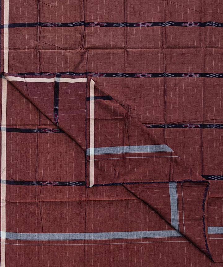 Brown black striped handwoven cotton sambalpuri lungi